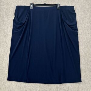 Simonton Says Knee Length Skirt Women 3X Navy Blue Stretch Pull On Slouch Pocket